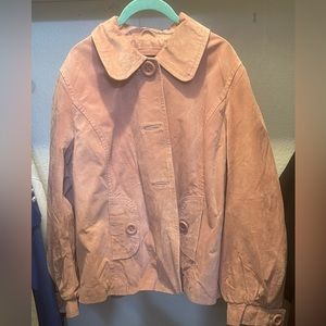 Pink, genuine, leather ladies coat
